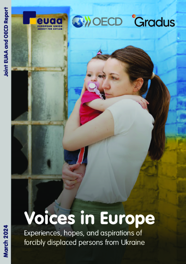 Cover of the Report Voices in Europe: Experiences, hopes, and aspirations of forcibly displaced persons from Ukraine